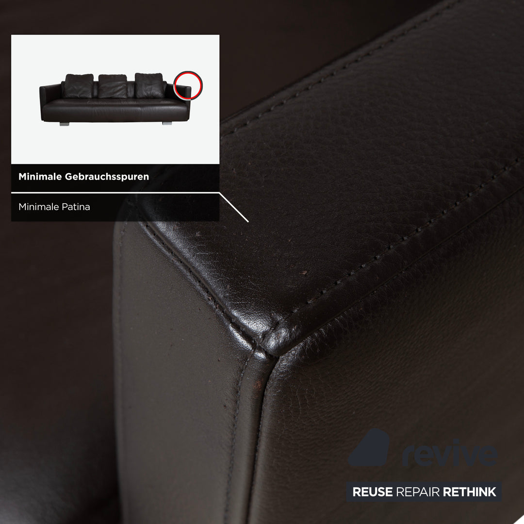 Rolf Benz 6300 Four-Seater Leather Brown Sofa Couch