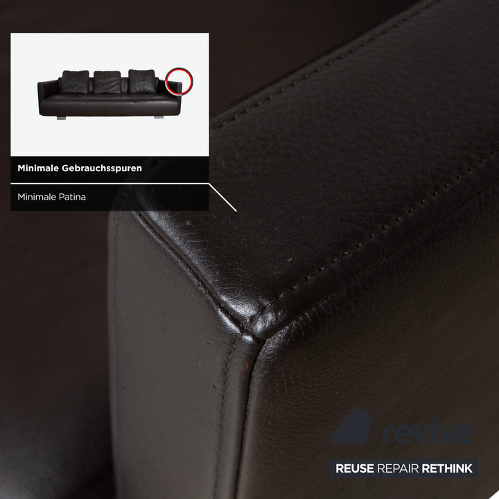 Rolf Benz 6300 Four-Seater Leather Brown Sofa Couch