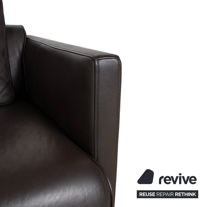 Rolf Benz 6300 Four-Seater Leather Brown Sofa Couch