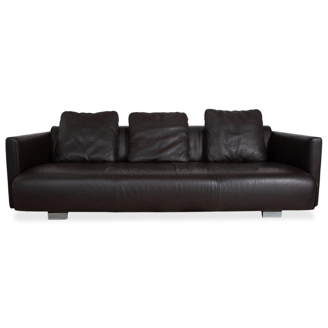 Rolf Benz 6300 Four-Seater Leather Brown Sofa Couch