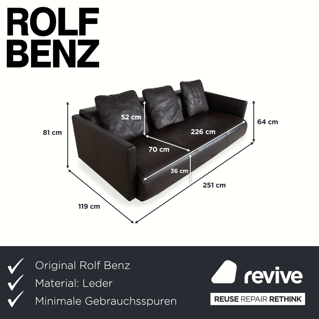 Rolf Benz 6300 Four-Seater Leather Brown Sofa Couch