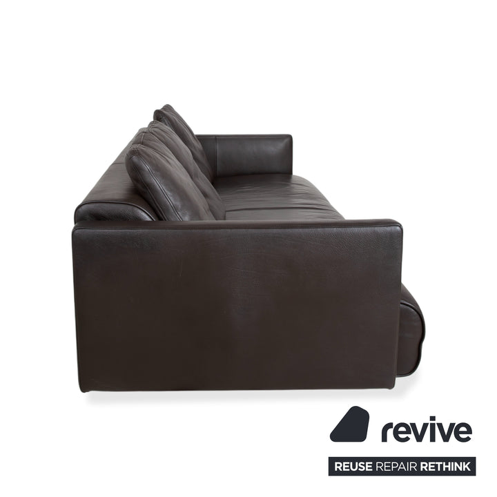 Rolf Benz 6300 Four-Seater Leather Brown Sofa Couch