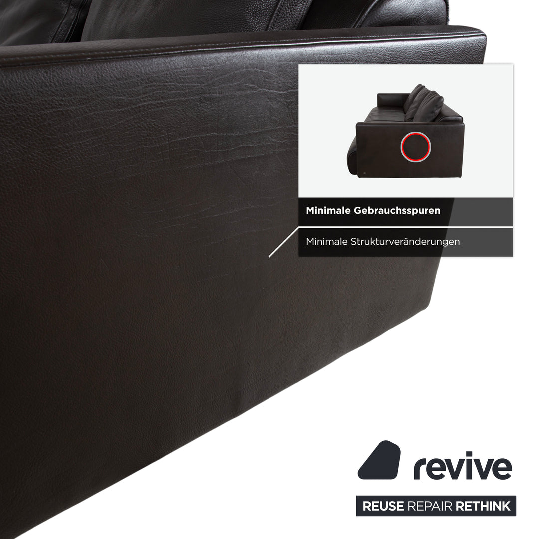 Rolf Benz 6300 Four-Seater Leather Brown Sofa Couch