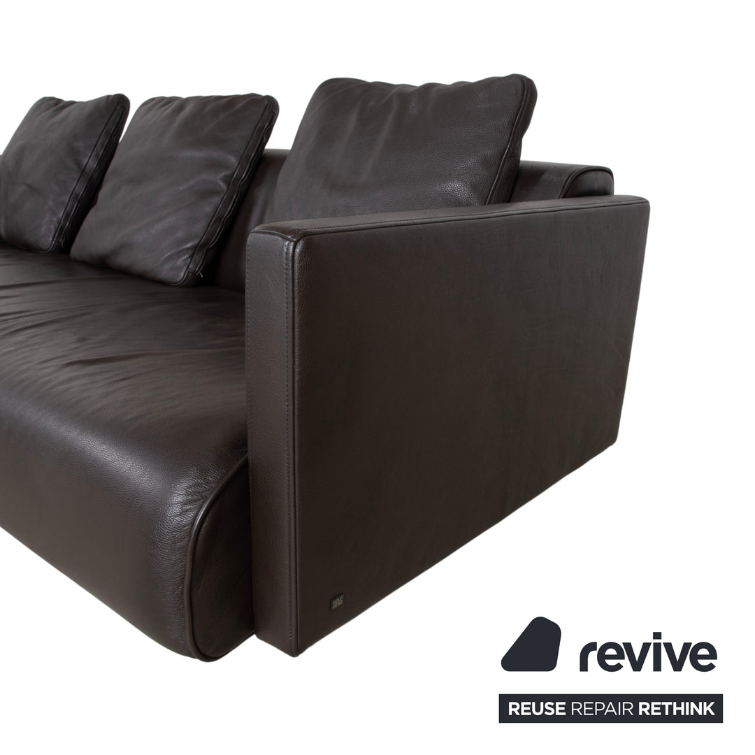 Rolf Benz 6300 Four-Seater Leather Brown Sofa Couch
