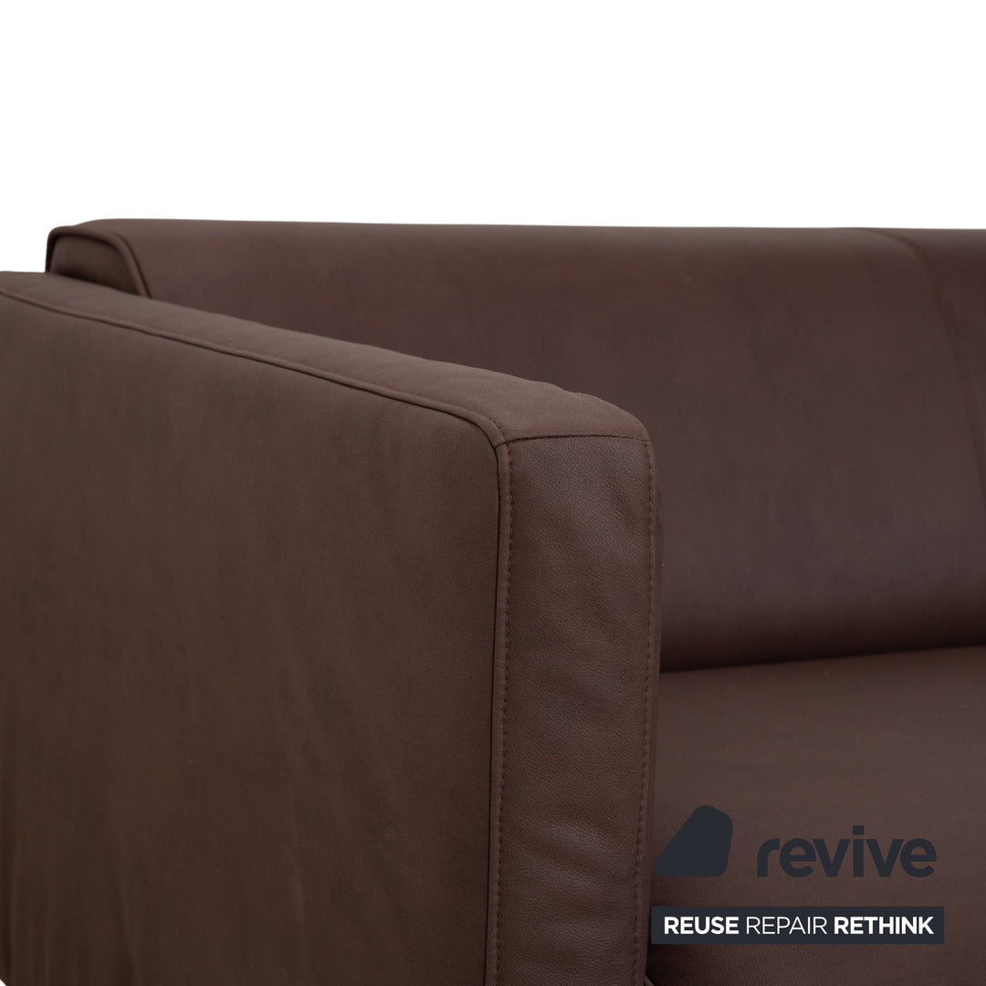 Rolf Benz 6300 four-seater sofa, brown vegan leather, reupholstered couch