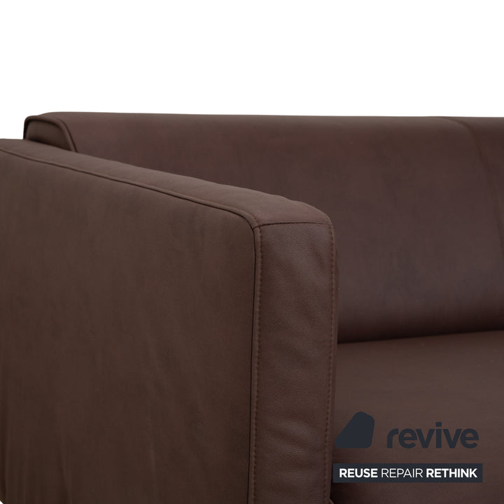 Rolf Benz 6300 four-seater sofa, brown vegan leather, reupholstered couch
