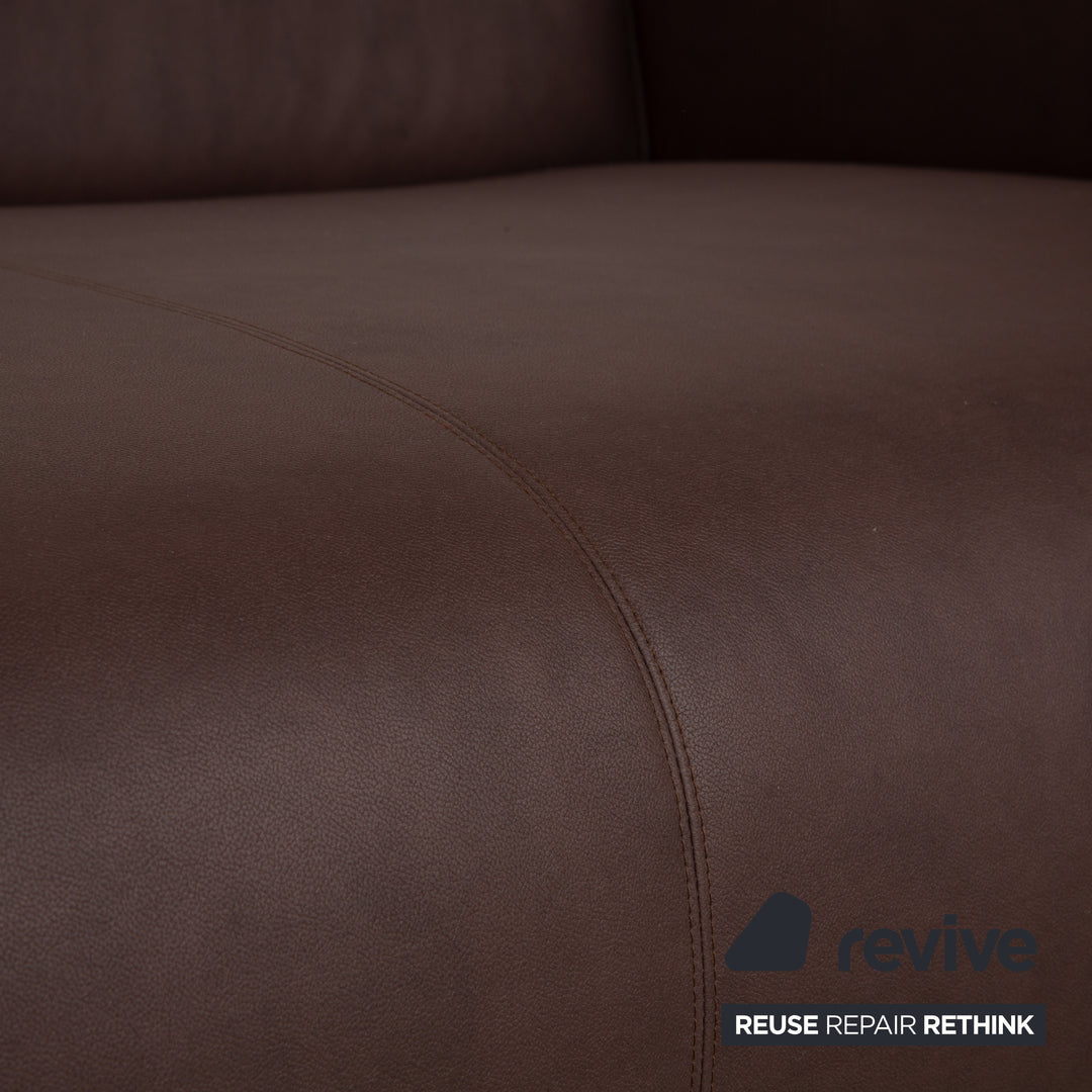 Rolf Benz 6300 four-seater sofa, brown vegan leather, reupholstered couch
