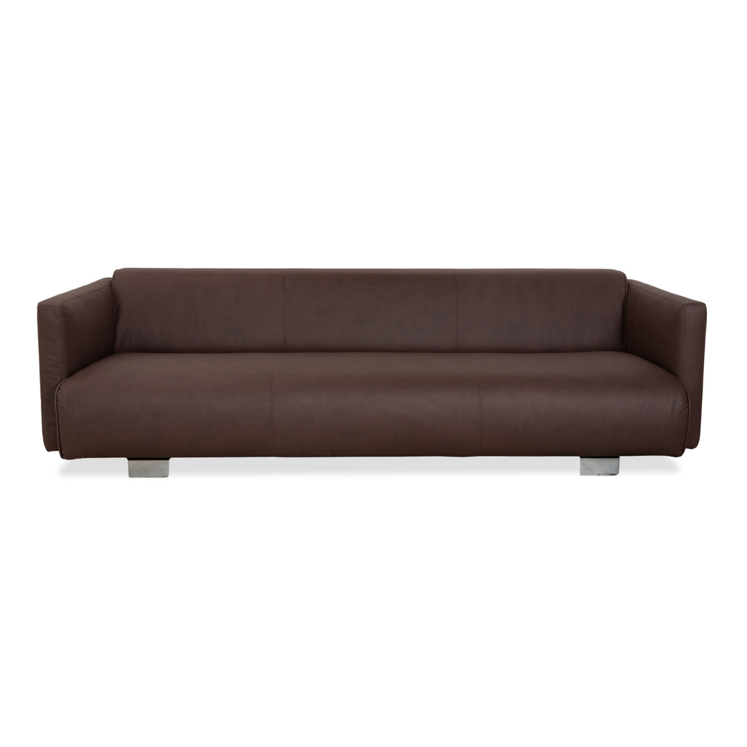 Rolf Benz 6300 four-seater sofa, brown vegan leather, reupholstered couch