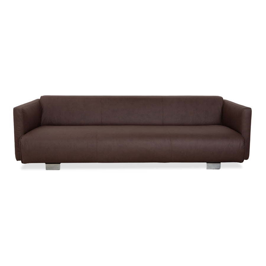 Rolf Benz 6300 four-seater sofa, brown vegan leather, reupholstered couch