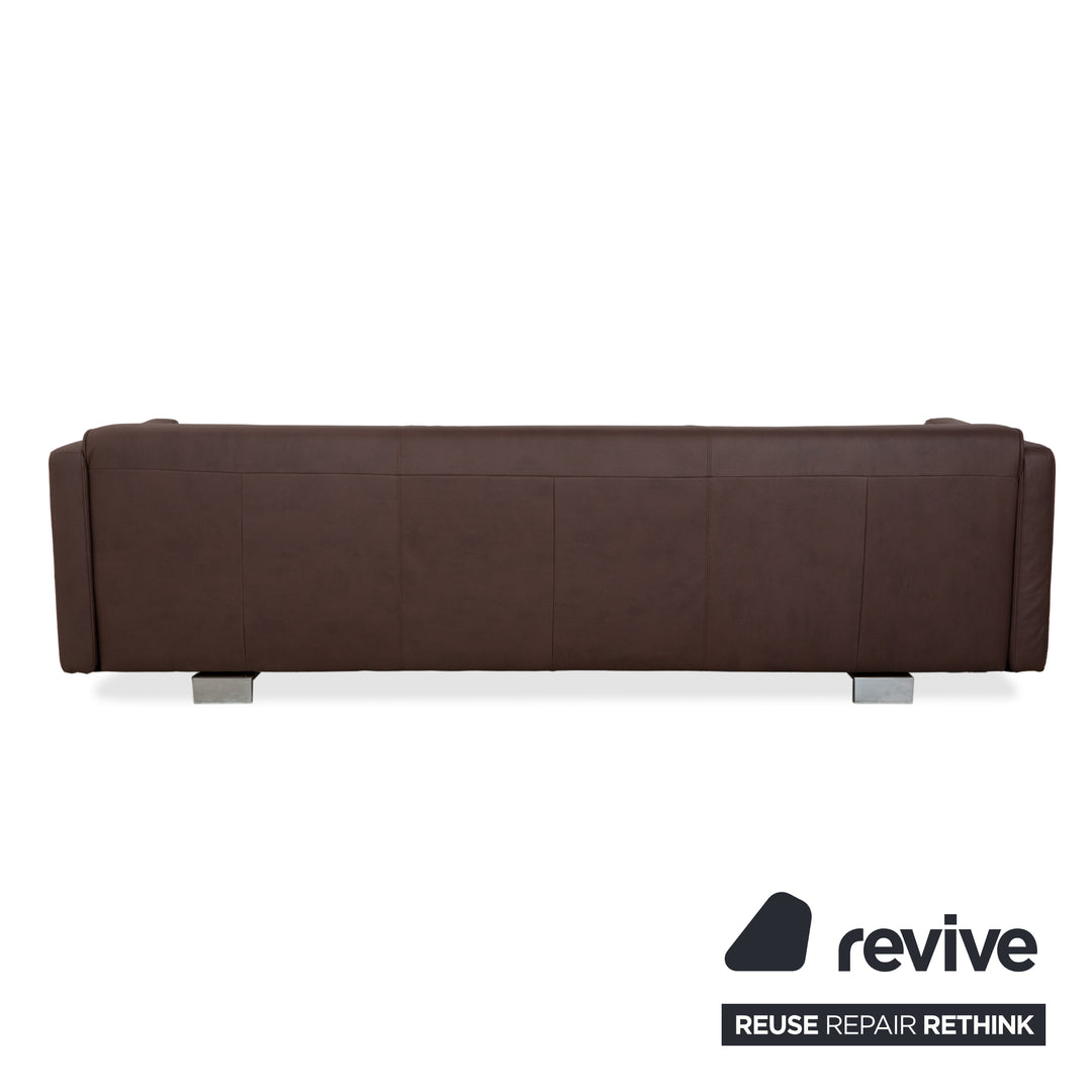 Canapé quatre places Rolf Benz 6300, cuir végan marron, canapé retapissé