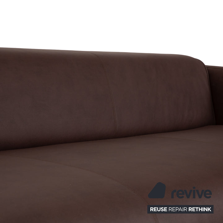 Rolf Benz 6300 four-seater sofa, brown vegan leather, reupholstered couch