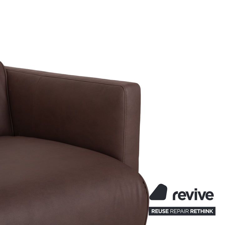 Rolf Benz 6300 four-seater sofa, brown vegan leather, reupholstered couch
