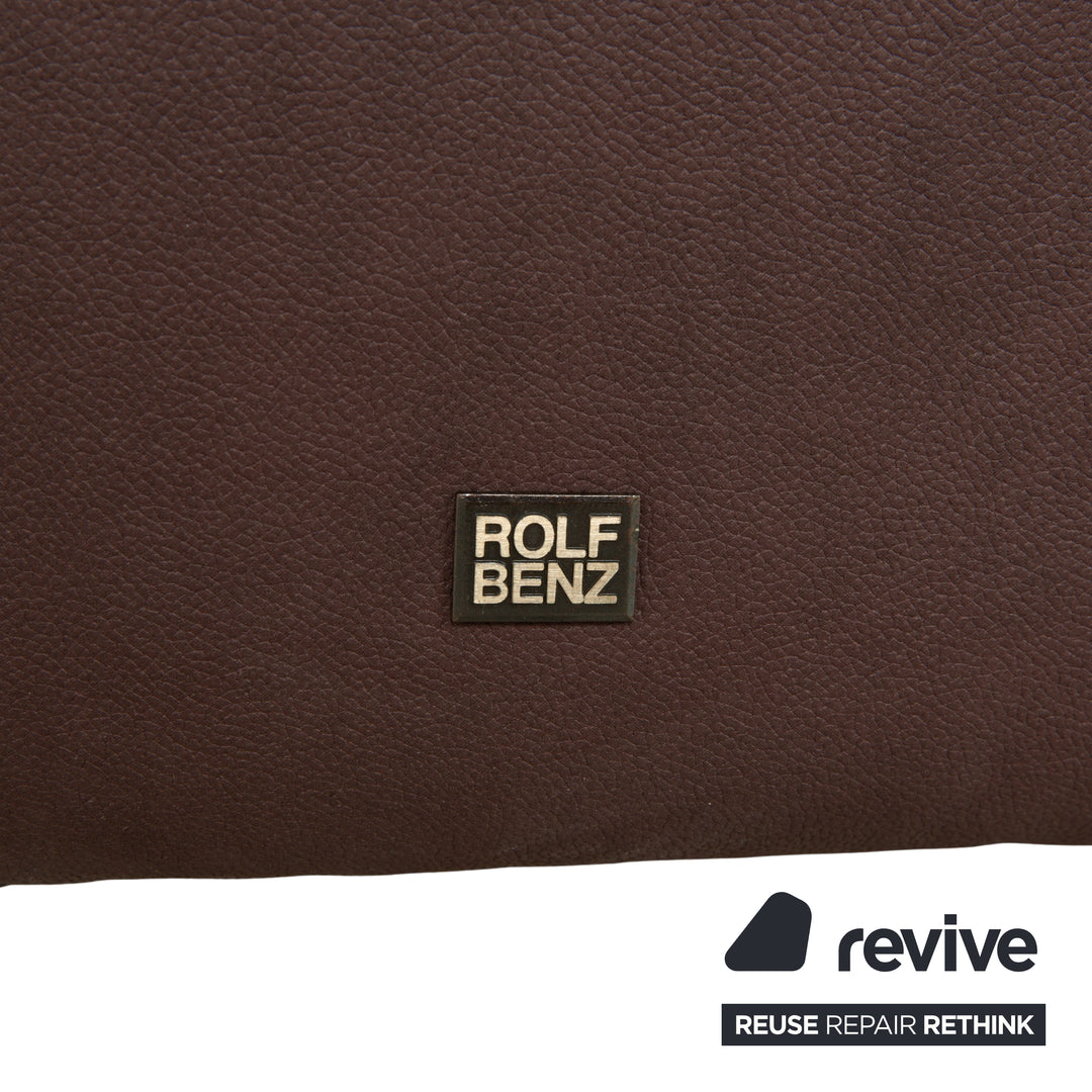 Rolf Benz 6300 four-seater sofa including ottoman, brown vegan leather, reupholstered couch
