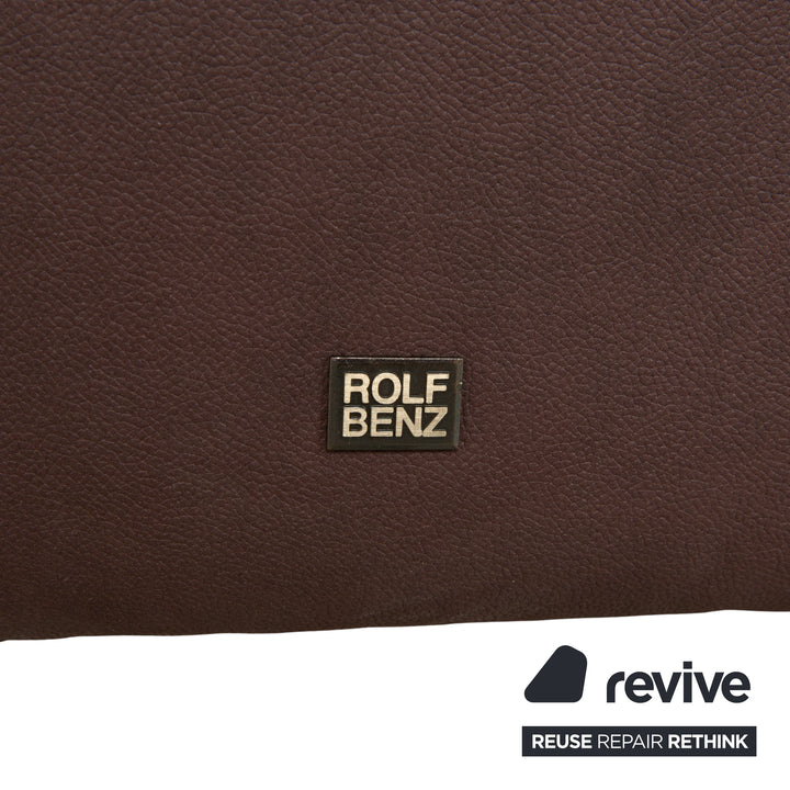 Canapé quatre places Rolf Benz 6300 avec pouf, revêtement en cuir végan marron, canapé retapissé