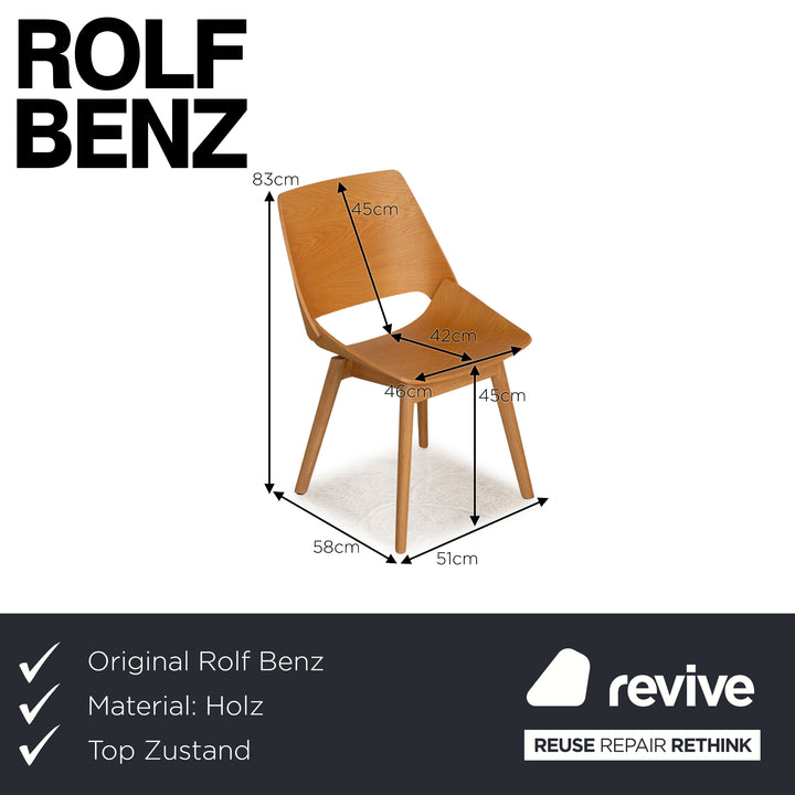Rolf Benz 650 chair wood brown completely natural oak