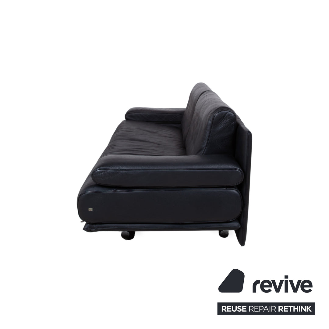 Rolf Benz 6500 Canapé 3 places en cuir noir avec fonction manuelle