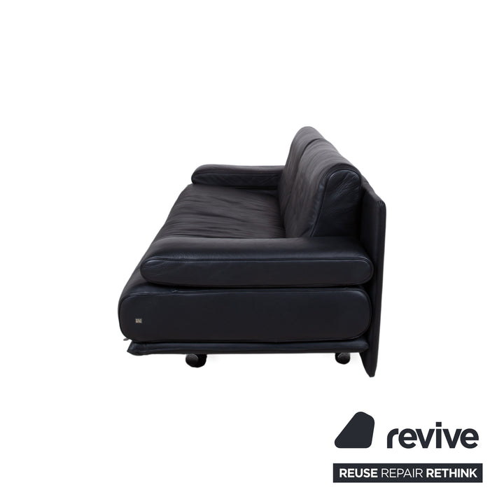 Rolf Benz 6500 Canapé 3 places en cuir noir avec fonction manuelle