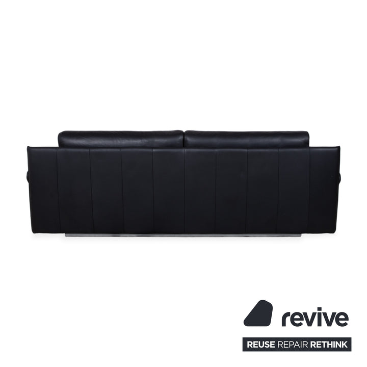 Rolf Benz 6500 Canapé 3 places en cuir noir avec fonction manuelle