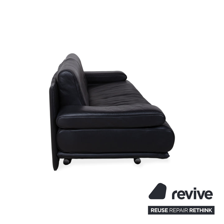 Rolf Benz 6500 Canapé 3 places en cuir noir avec fonction manuelle