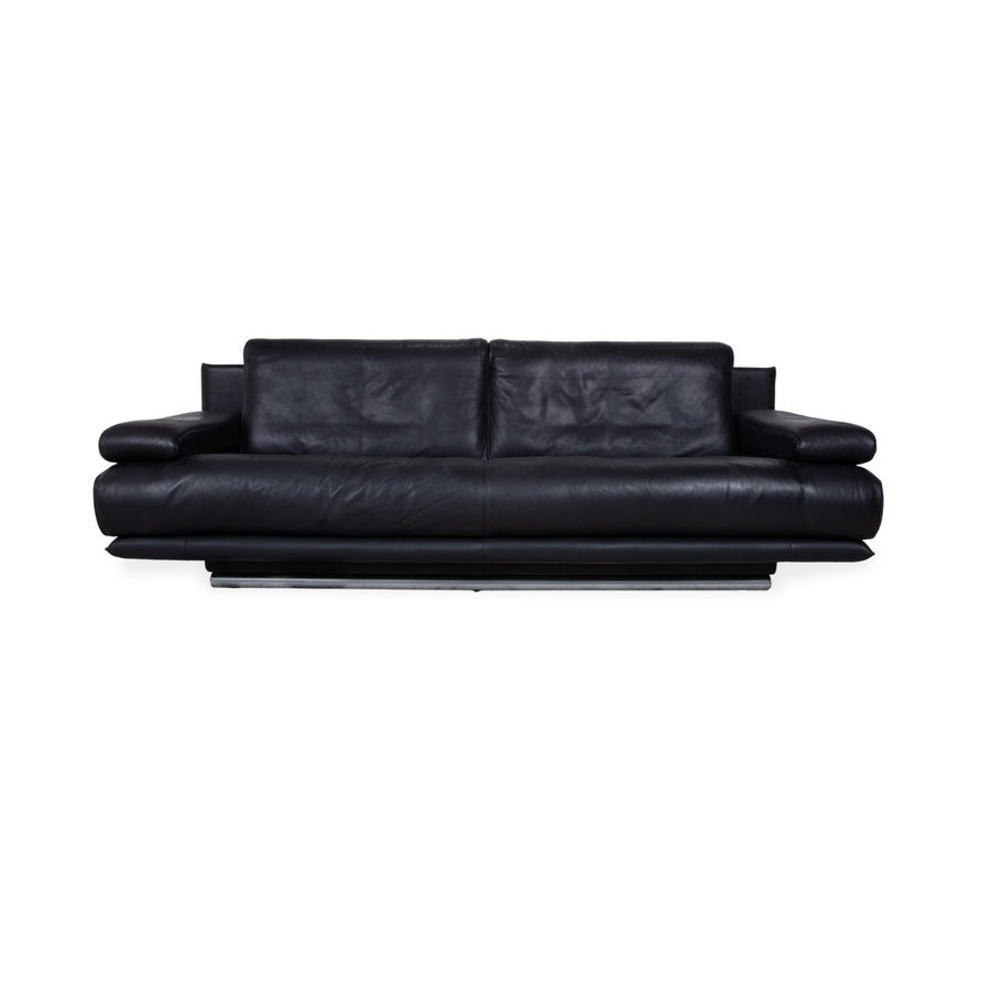 Rolf Benz 6500 Canapé 3 places en cuir noir avec fonction manuelle