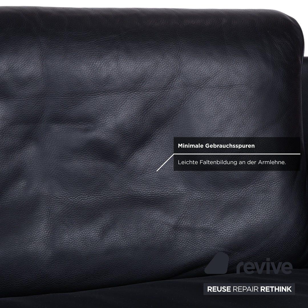Rolf Benz 6500 Canapé 3 places en cuir noir avec fonction manuelle