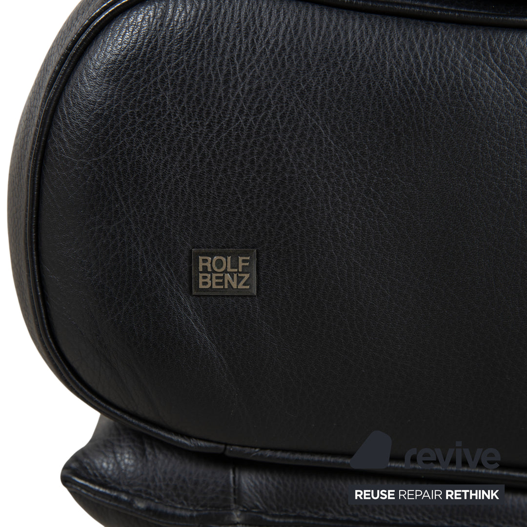 Rolf Benz 6500 Three-Seater Leather Sofa Black Manual Function