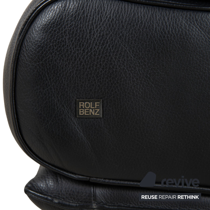Rolf Benz 6500 Three-Seater Leather Sofa Black Manual Function