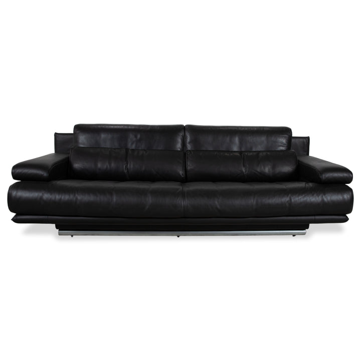 Rolf Benz 6500 Three-Seater Leather Sofa Black Manual Function