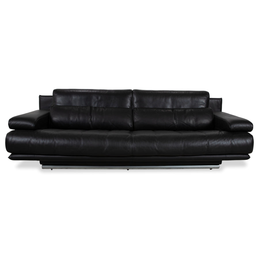 Rolf Benz 6500 Dreisitzer Leder Sofa Schwarz manuelle Funktion