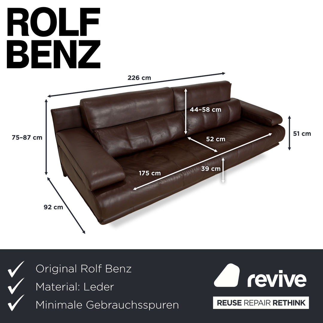 Rolf Benz 6500 Leder Dreisitzer Braun Sofa Couch manuelle Funktion