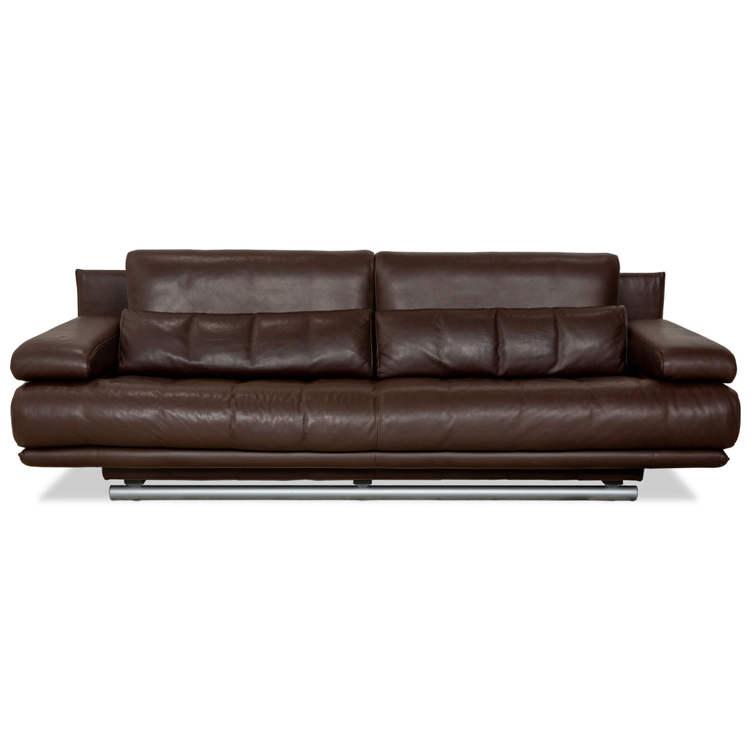 Rolf Benz 6500 leather three-seater brown sofa couch manual function