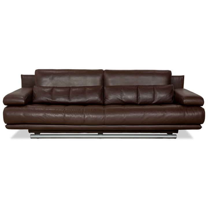 Rolf Benz 6500 leather three-seater brown sofa couch manual function