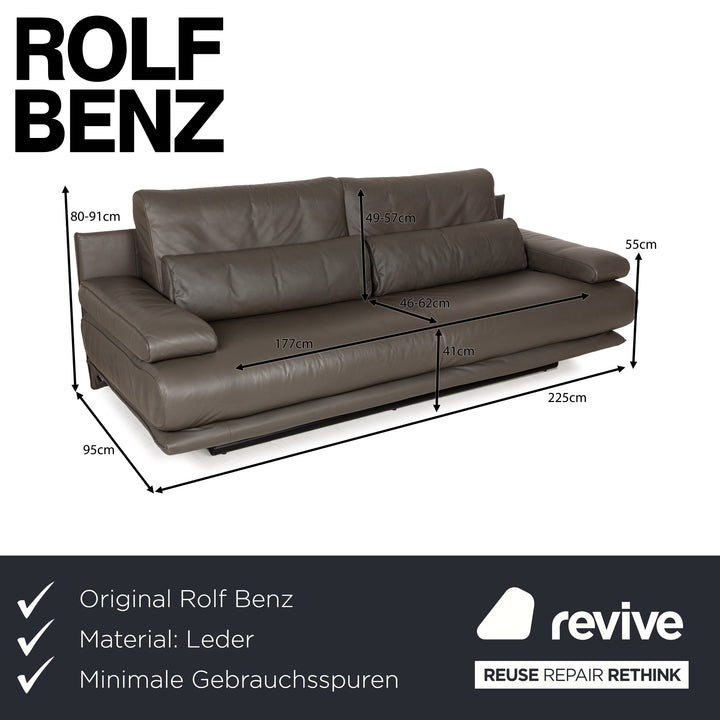 Rolf Benz 6500 Canapé trois places en cuir marron taupe Fonction canapé