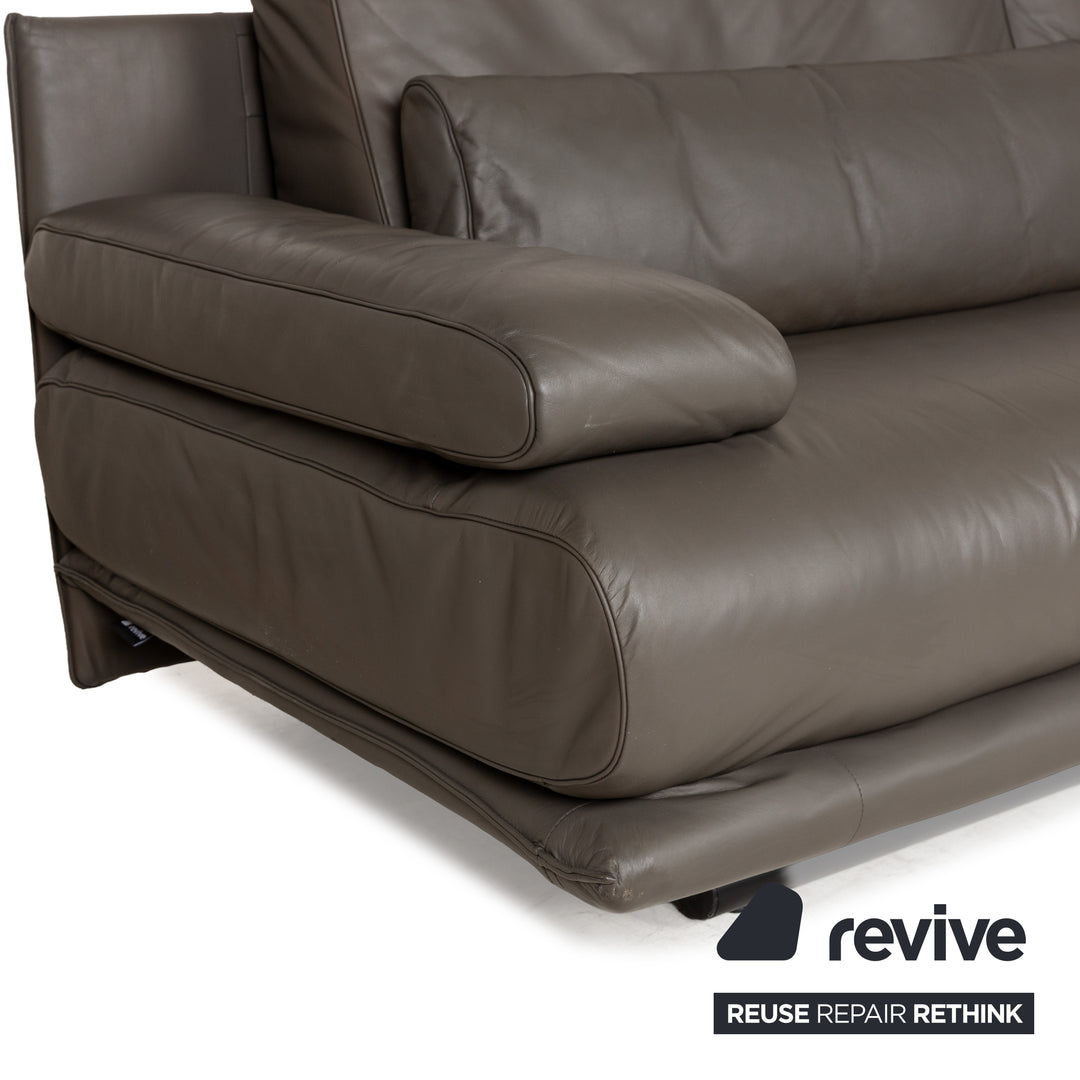 Rolf Benz 6500 leather three-seater brown taupe sofa couch function