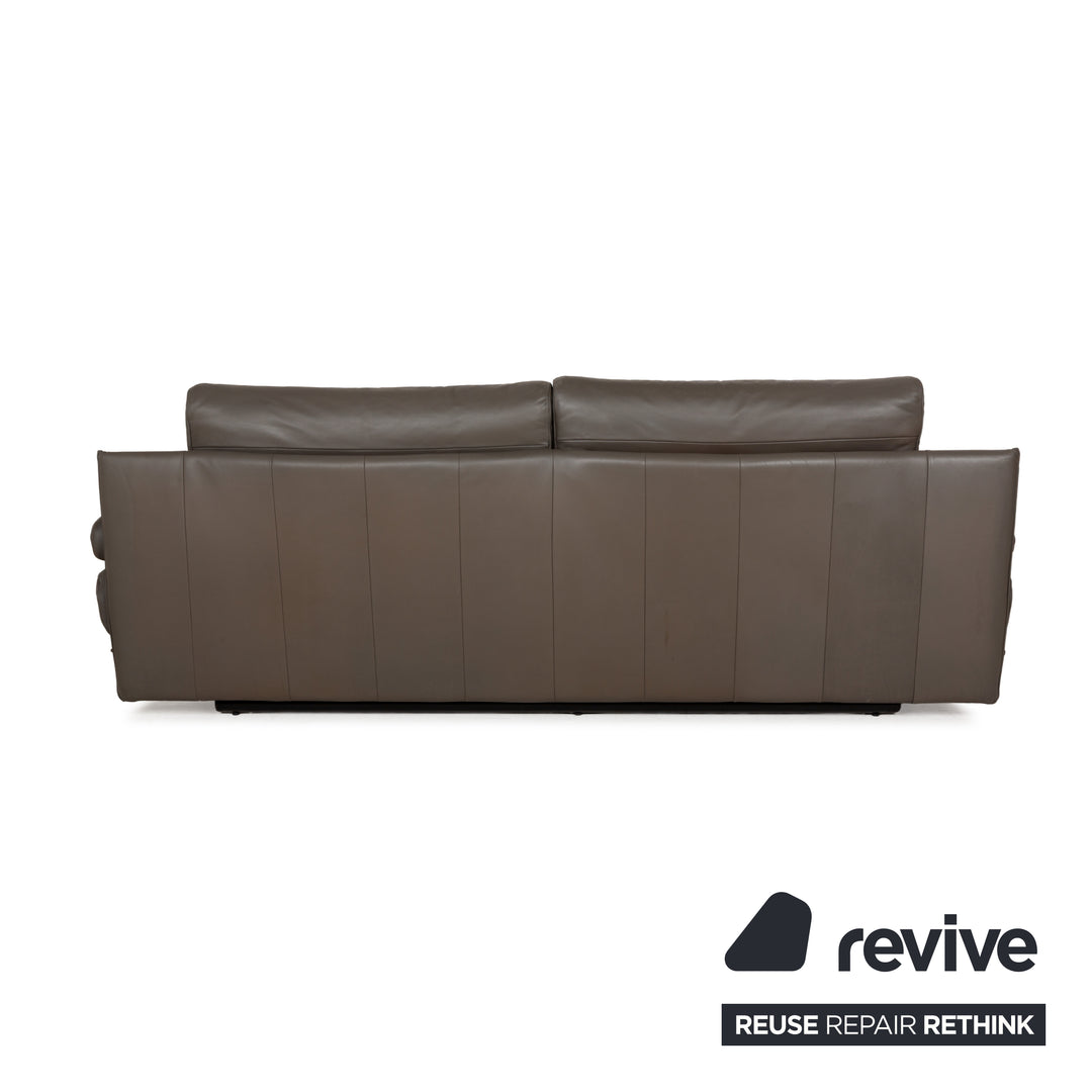 Rolf Benz 6500 leather three-seater brown taupe sofa couch function