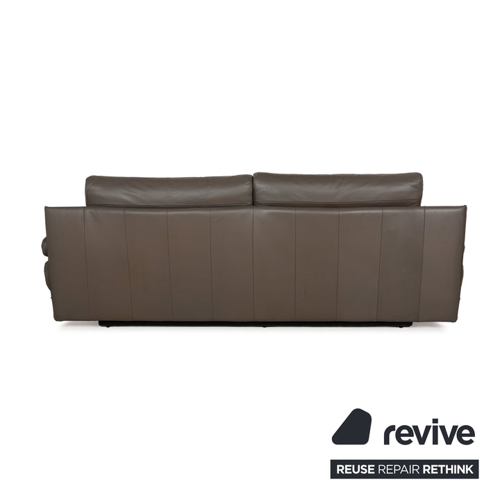 Rolf Benz 6500 leather three-seater brown taupe sofa couch function
