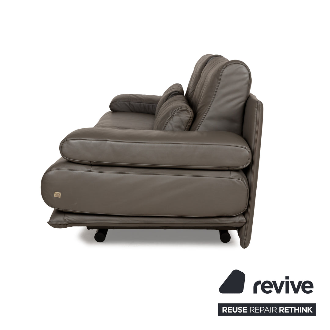 Rolf Benz 6500 leather three-seater brown taupe sofa couch function