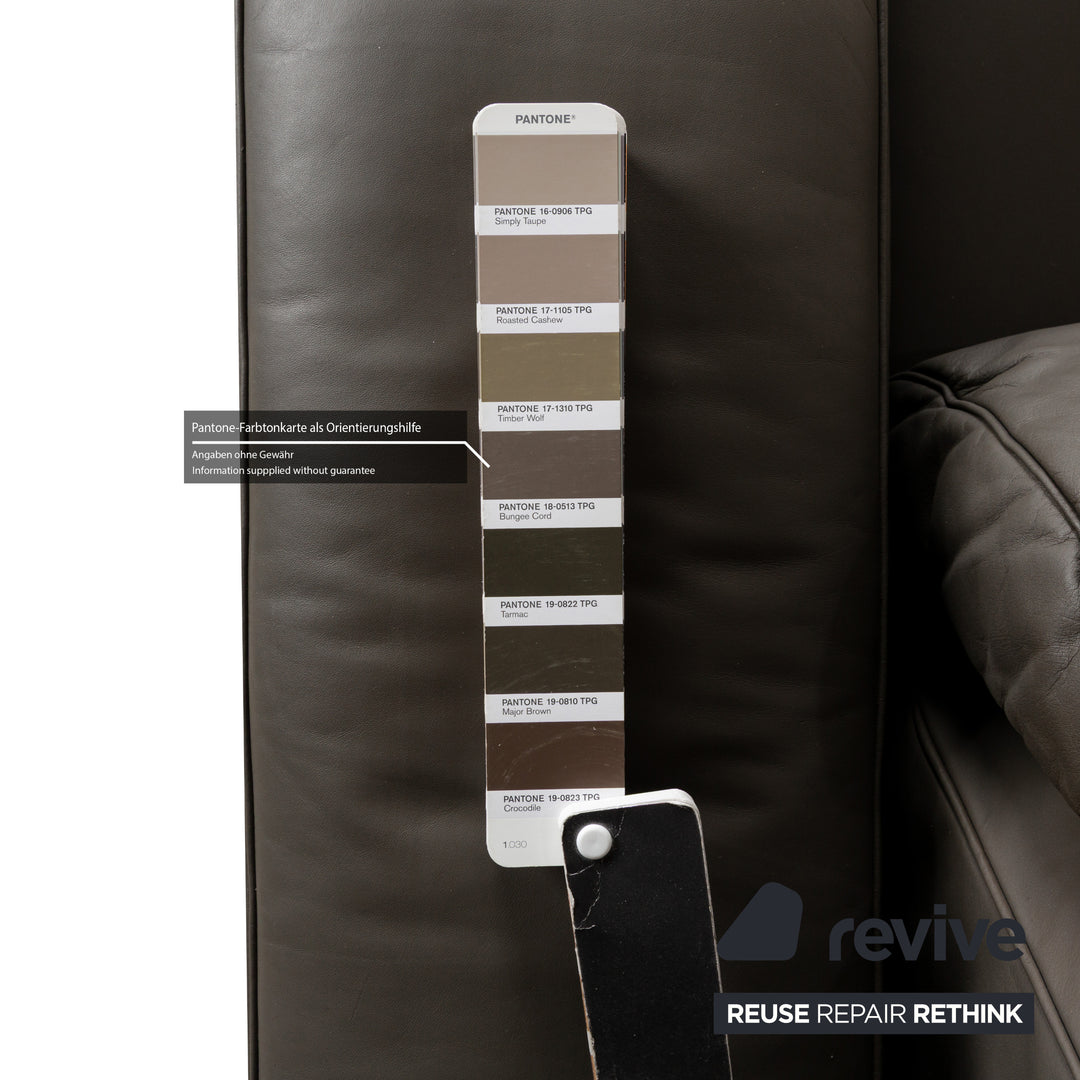 Rolf Benz 6500 leather three-seater brown taupe sofa couch function