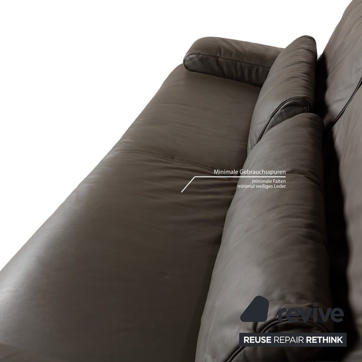 Rolf Benz 6500 leather three-seater brown taupe sofa couch function