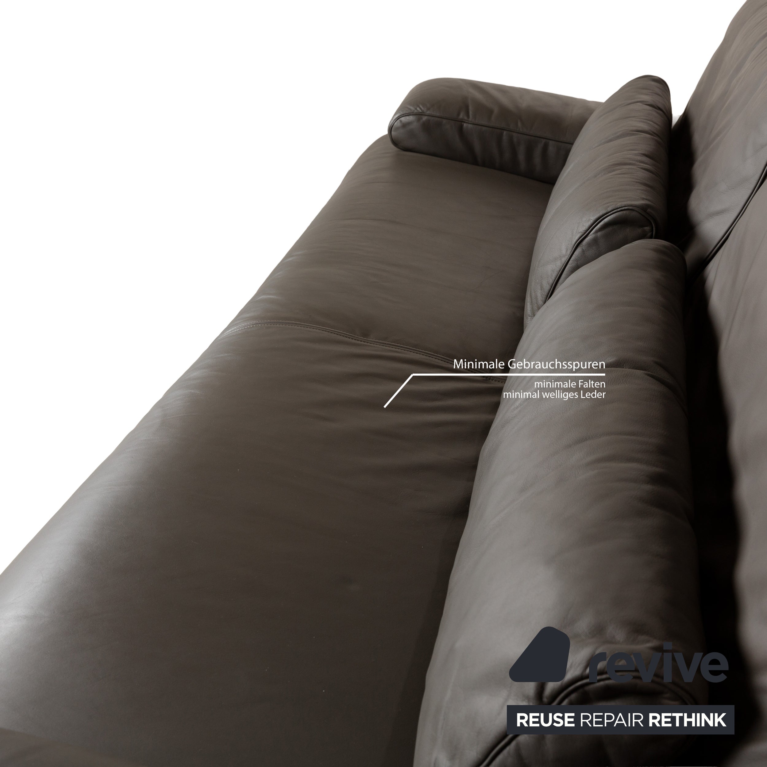 Rolf Benz 6500 Canapé trois places en cuir marron taupe Fonction canapé