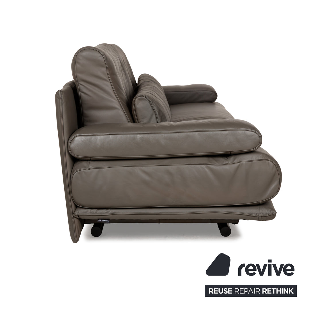 Rolf Benz 6500 leather three-seater brown taupe sofa couch function