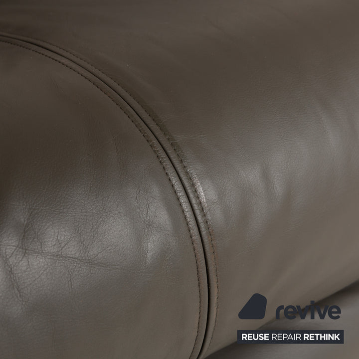 Rolf Benz 6500 leather three-seater brown taupe sofa couch function