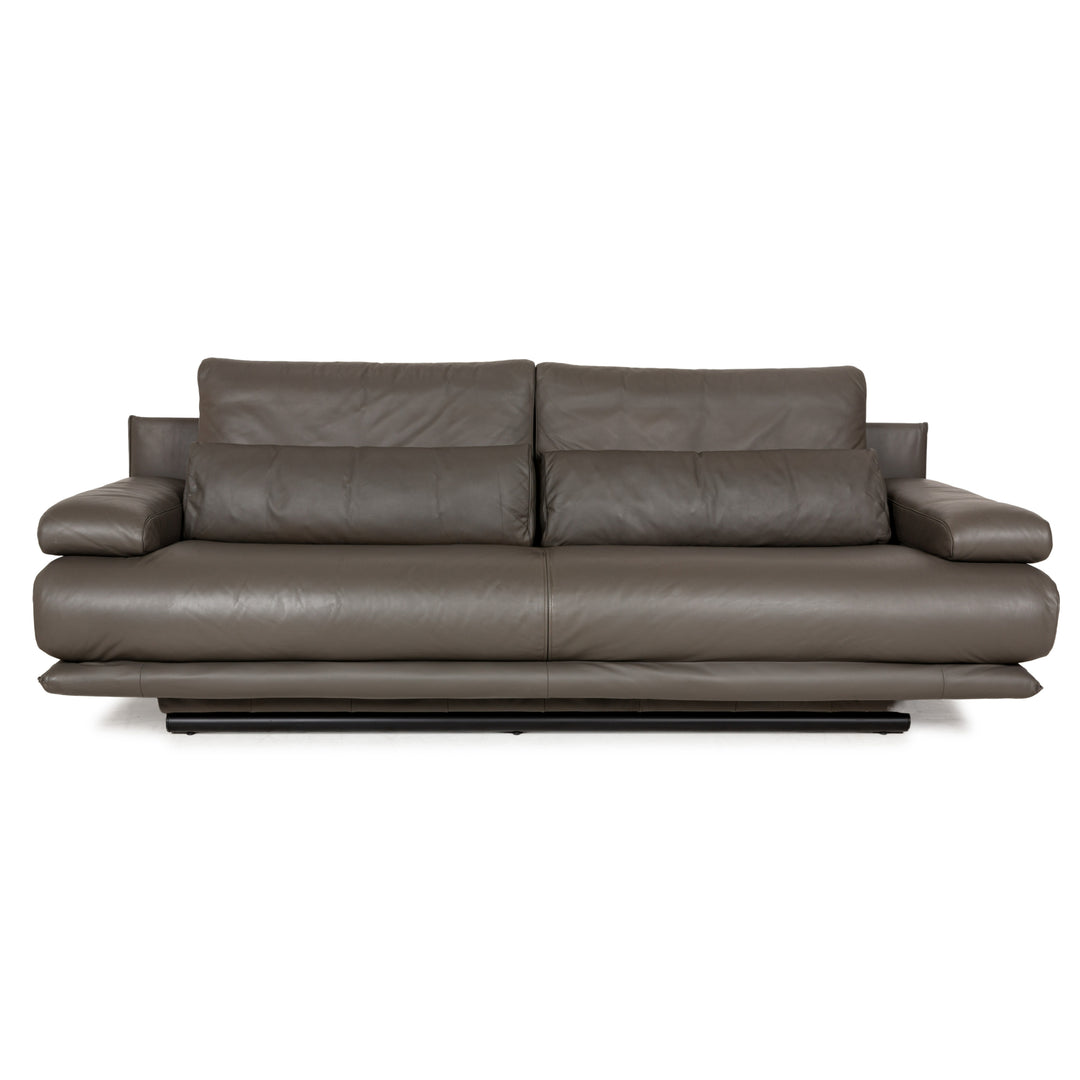 Rolf Benz 6500 leather three-seater brown taupe sofa couch function