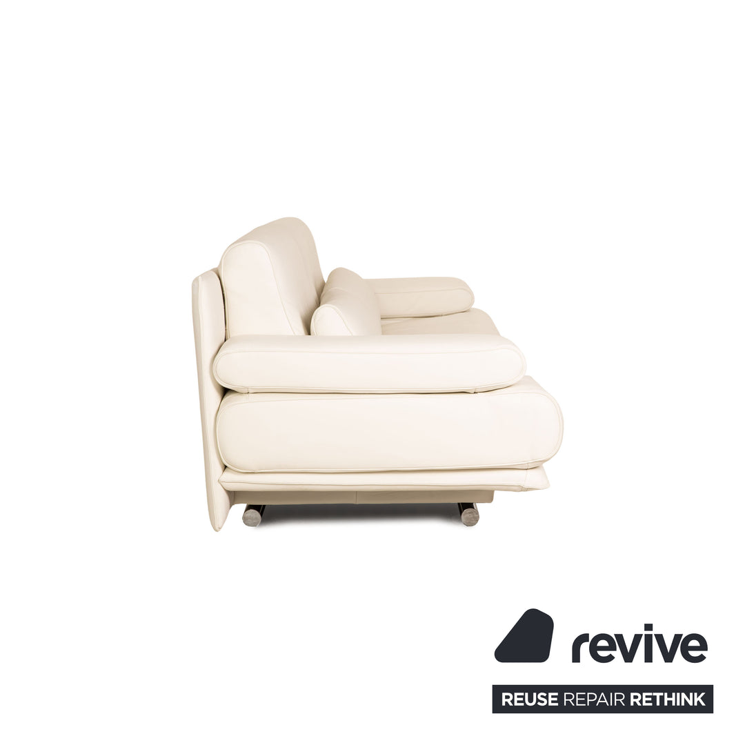 Rolf Benz 6500 Leder Dreisitzer Creme Sofa Couch Funktion