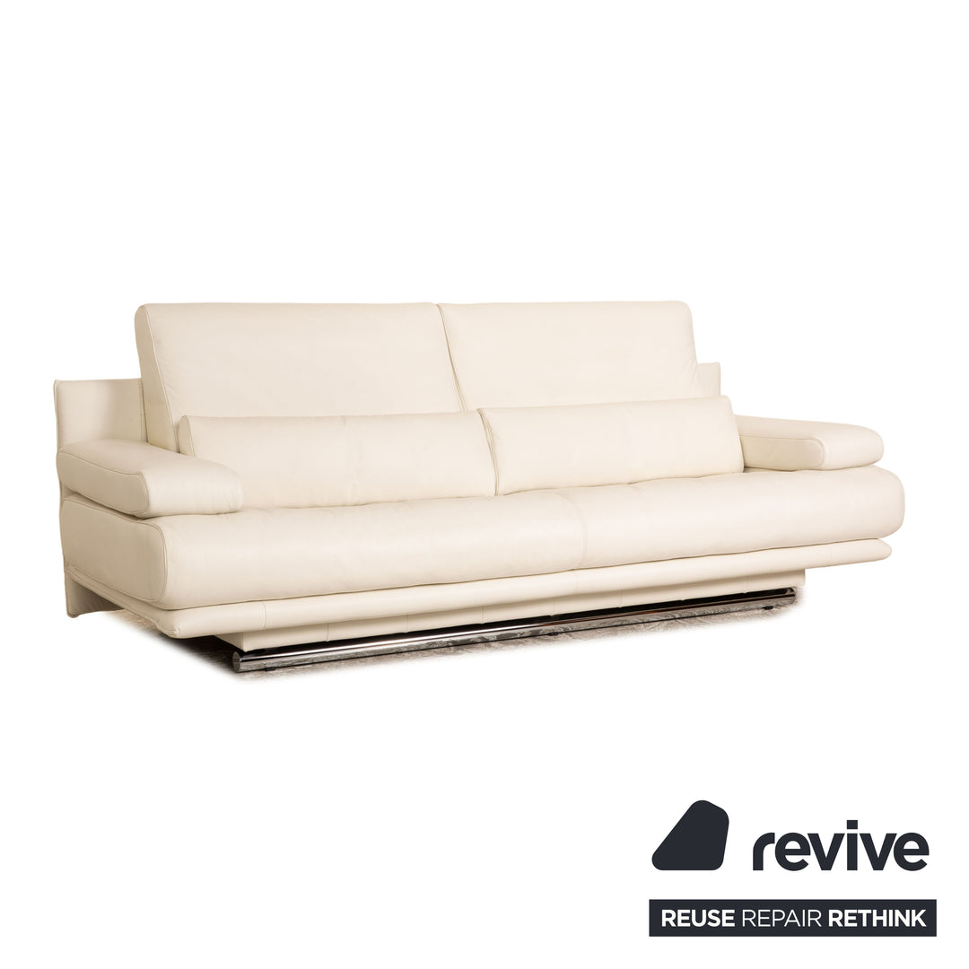 Rolf Benz 6500 Leder Dreisitzer Creme Sofa Couch Funktion