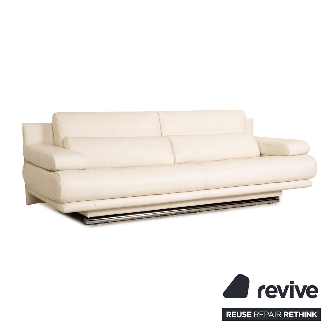 Rolf Benz 6500 Leder Dreisitzer Creme Sofa Couch Funktion