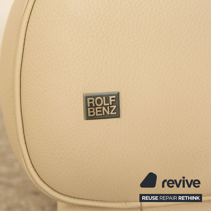 Rolf Benz 6500 Leder Dreisitzer Creme Sofa Couch manuelle Funktion