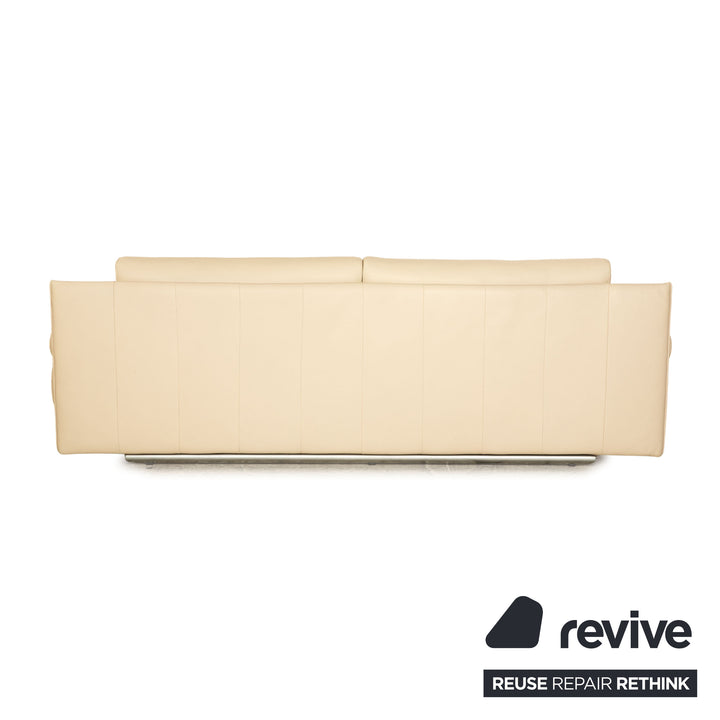 Rolf Benz 6500 leather three seater cream sofa couch manual function