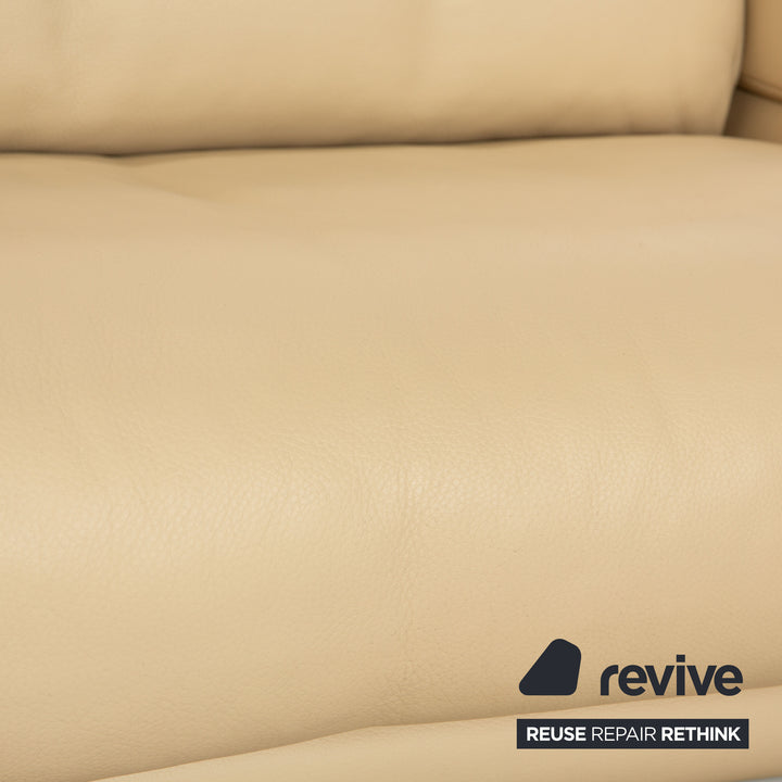 Rolf Benz 6500 Leder Dreisitzer Creme Sofa Couch manuelle Funktion