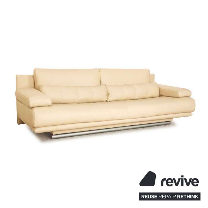 Rolf Benz 6500 Leder Dreisitzer Creme Sofa Couch manuelle Funktion